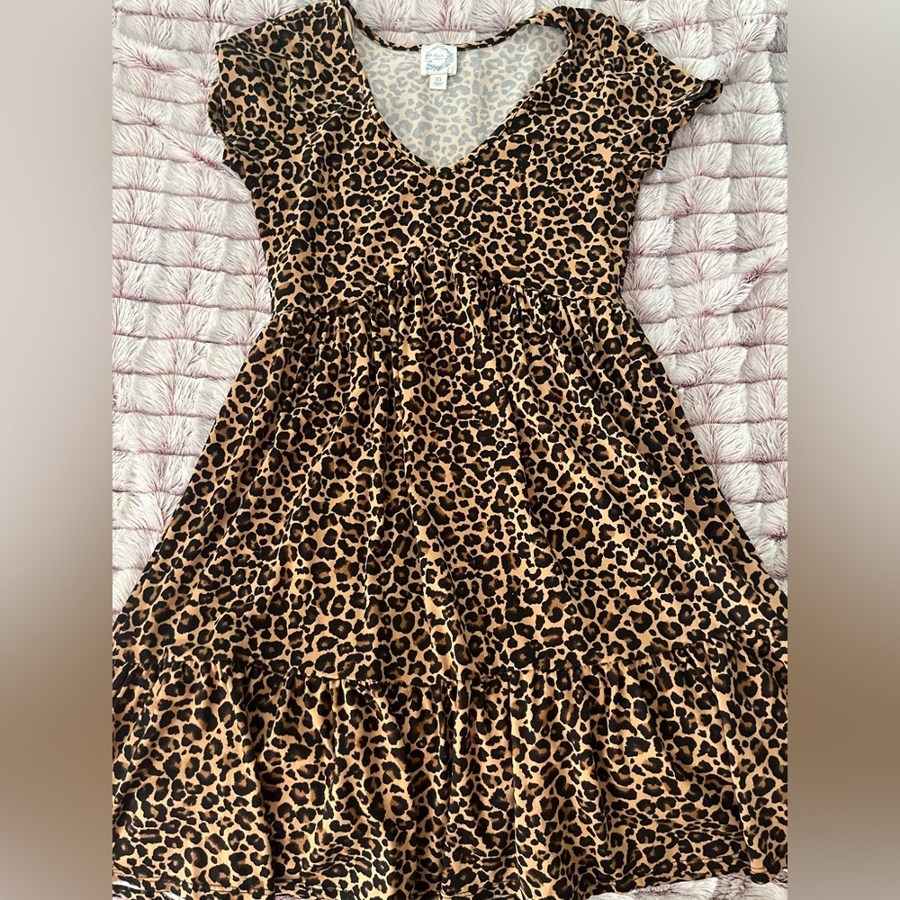 Leopard Print V-Neck Dress